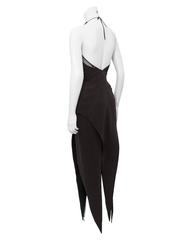 1980's Karl Lagerfeld Black Halter Dress w Sheer Panels