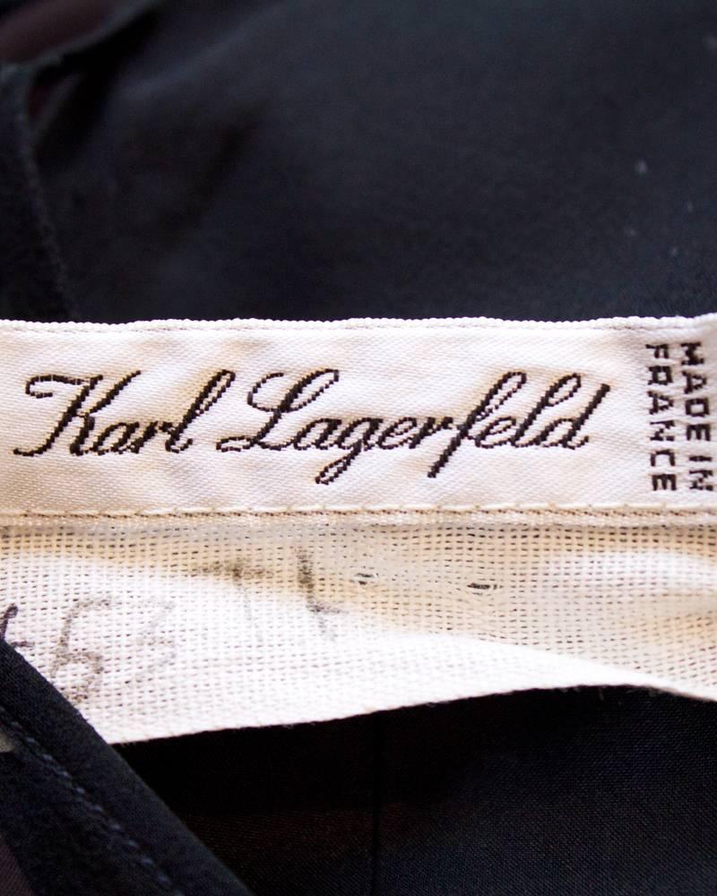 1980's Karl Lagerfeld Black Halter Dress w Sheer Panels 1