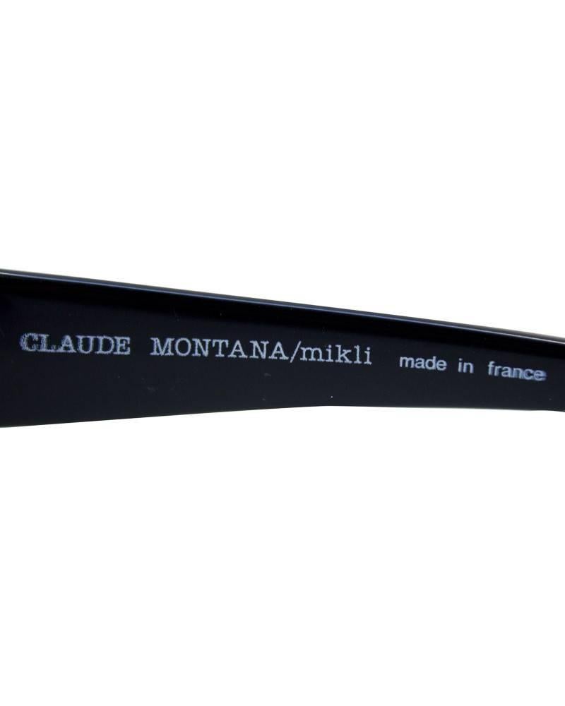 Black 1980's Alain Mikli and Claude Montana Collaboration Marbelized Sunglasses 