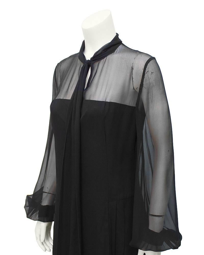 1960's Annacat Black Chiffon Maxi Dress In Excellent Condition In Toronto, Ontario