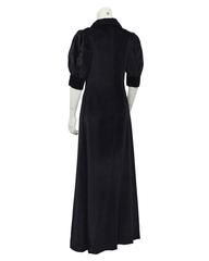 1960's Annacat Black Velvet Maxi Dress