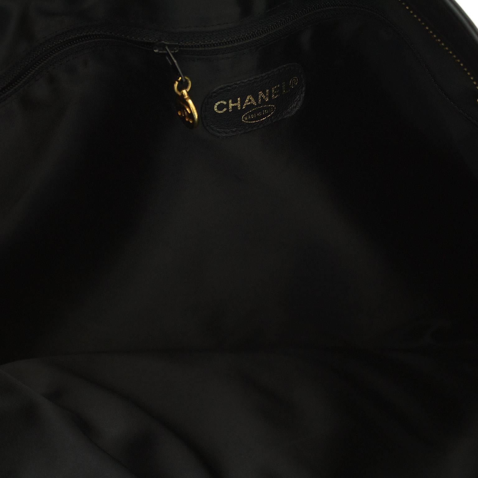 1990's Chanel Black Flat Tote Bag  1