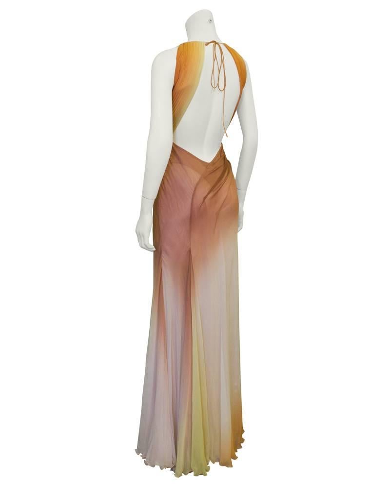 Beige Early 2000's Versace Tan Ombre Gown