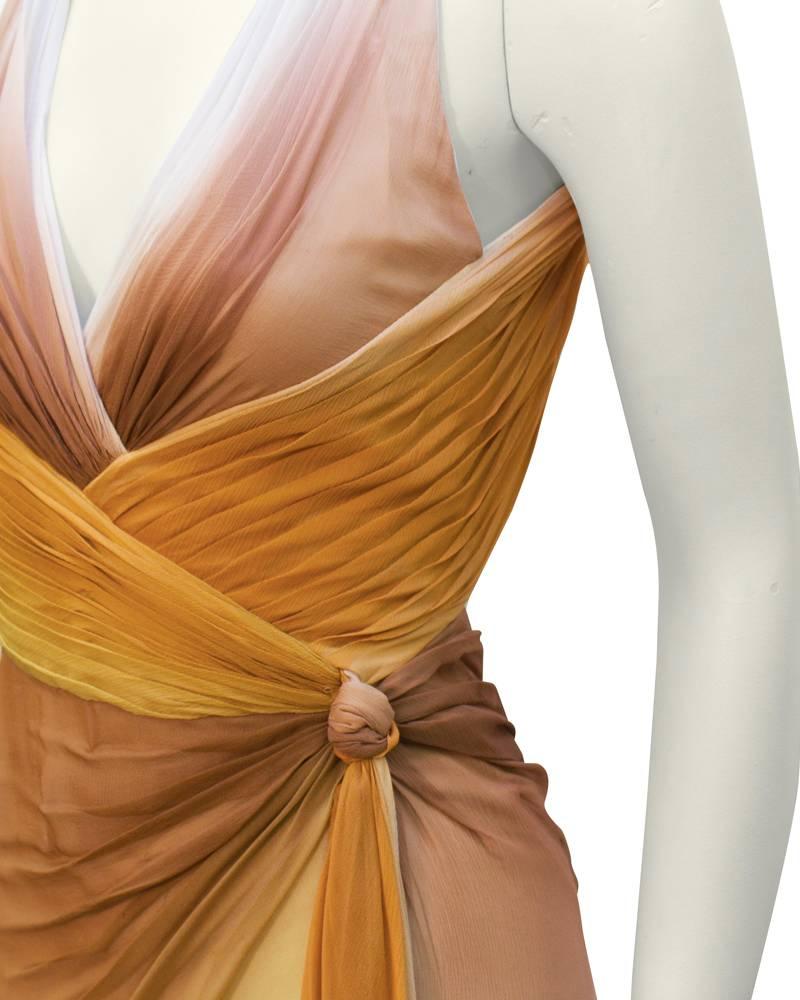 Early 2000's Versace Tan Ombre Gown In Excellent Condition In Toronto, Ontario