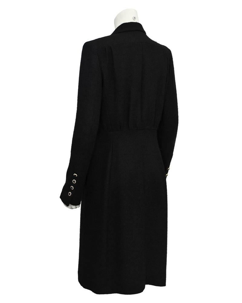 Spring 2002 Chanel Black Wool Coat Dress In Excellent Condition In Toronto, Ontario