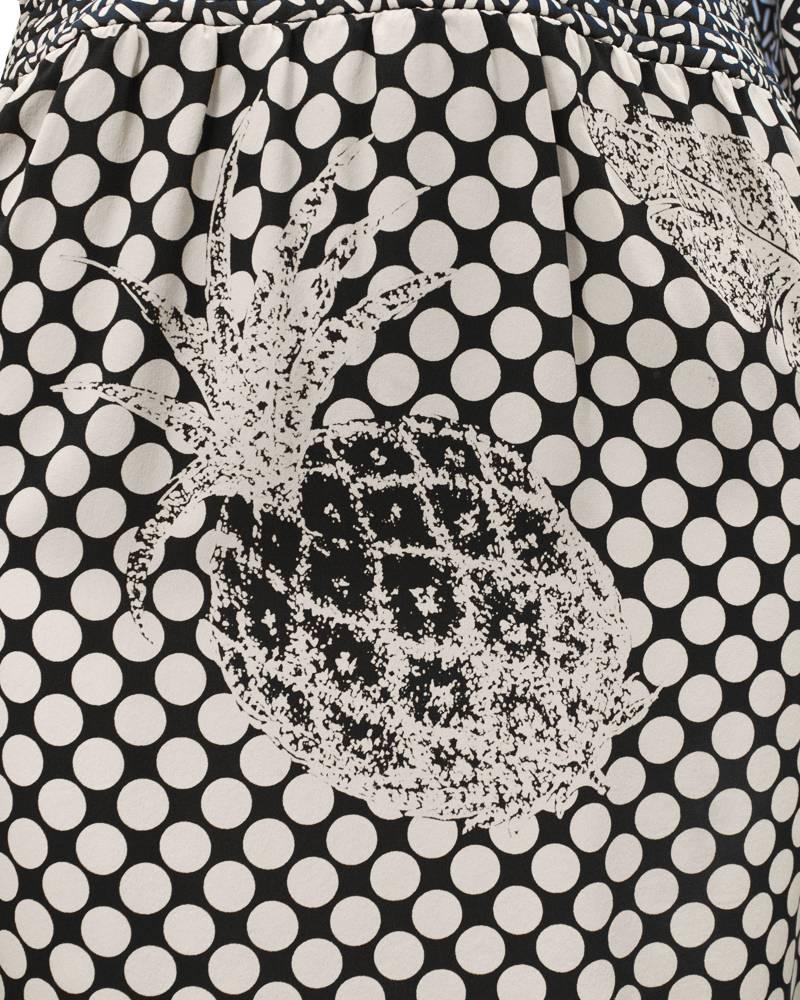 Black 1980's Ungaro Pineapple Print Silk Dress  For Sale