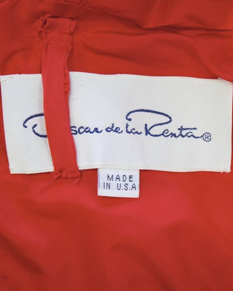 1980's Oscar de la Renta Red Cap Sleeve Gown 2