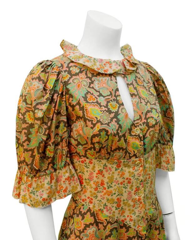 1970's Annacat Floral Peekaboo-Front Midi Dress For Sale at 1stdibs