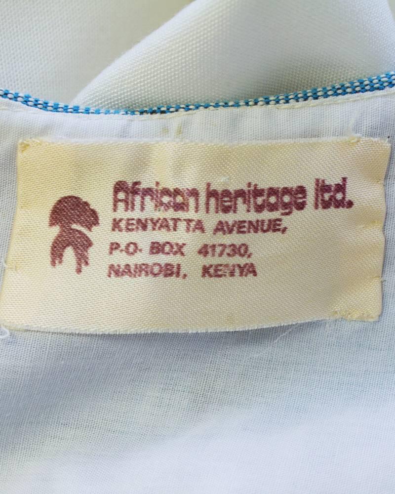 Women's or Men's 1970's White Cotton African Kaftan With Trim