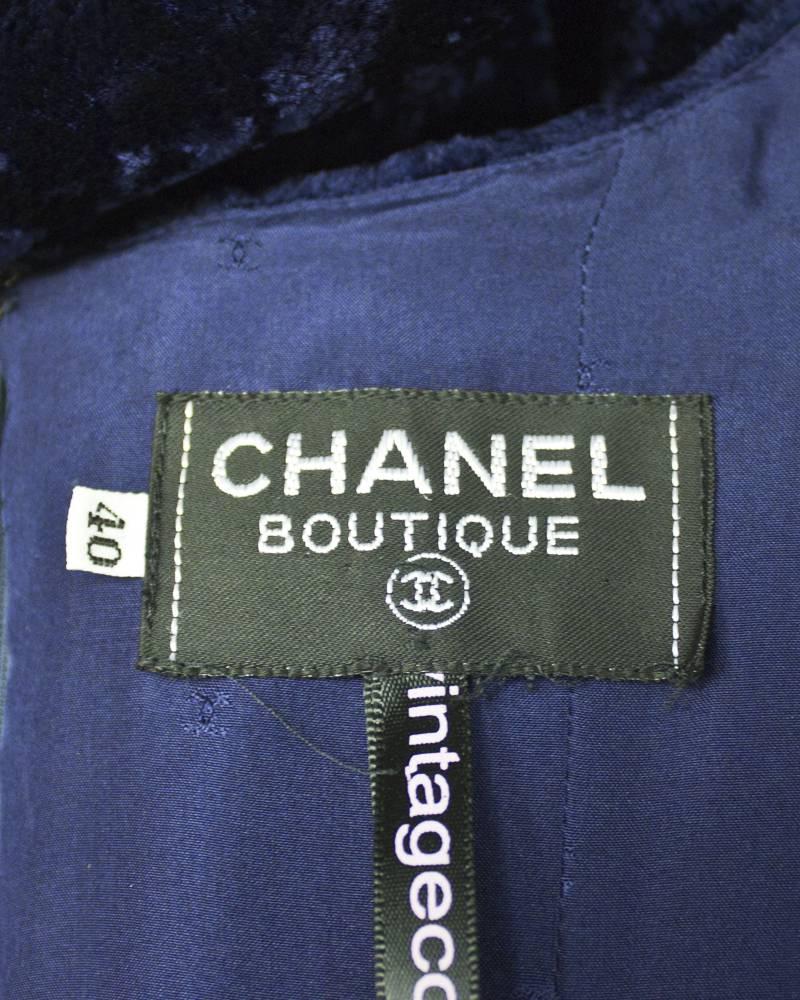 Women's 1990's Chanel Navy Panne Velvet Cocktail Dress