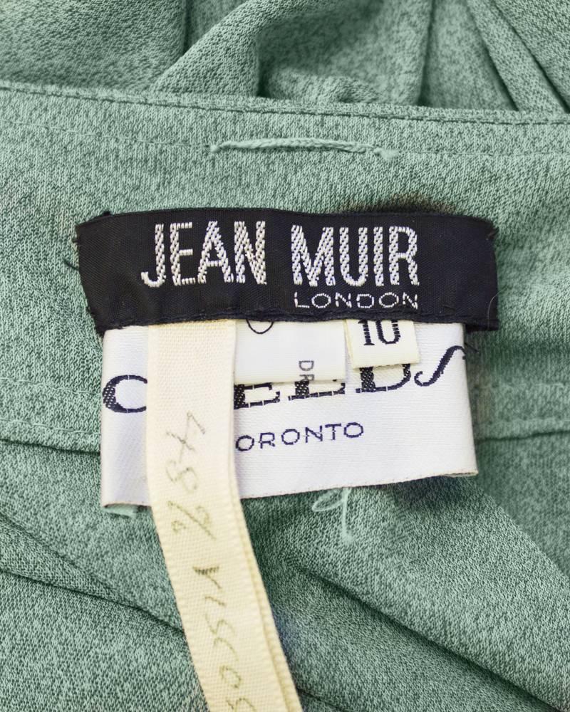 1970's Jean Muir Green Day Dress  In Excellent Condition In Toronto, Ontario