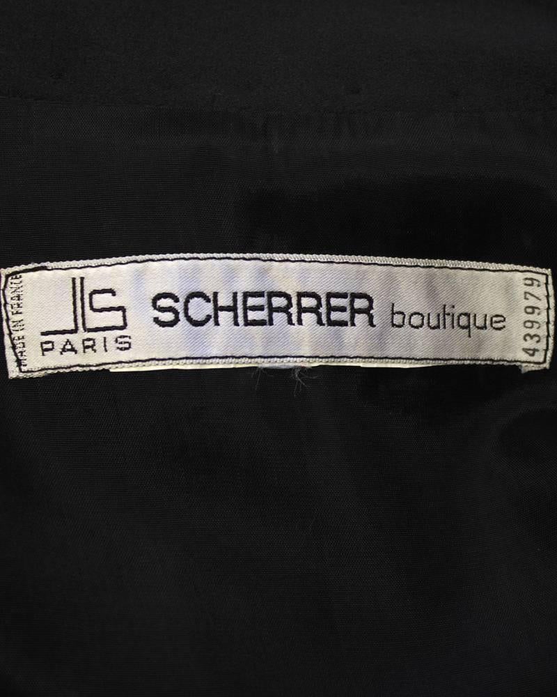 1980's Scherrer Black Velvet Dress with Beaded Sleeves For Sale 1