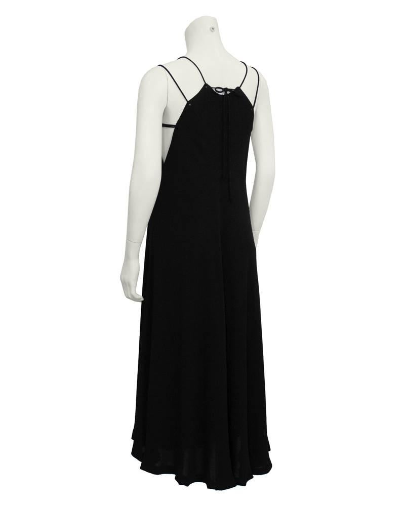 Black 1970's Halston Double Strap Evening Dress 