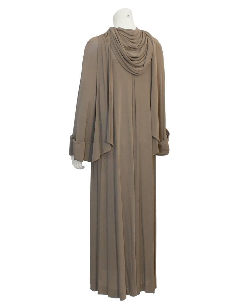 Gray Early 1980's Vicky Tiel Mocha Gown with Hood For Sale