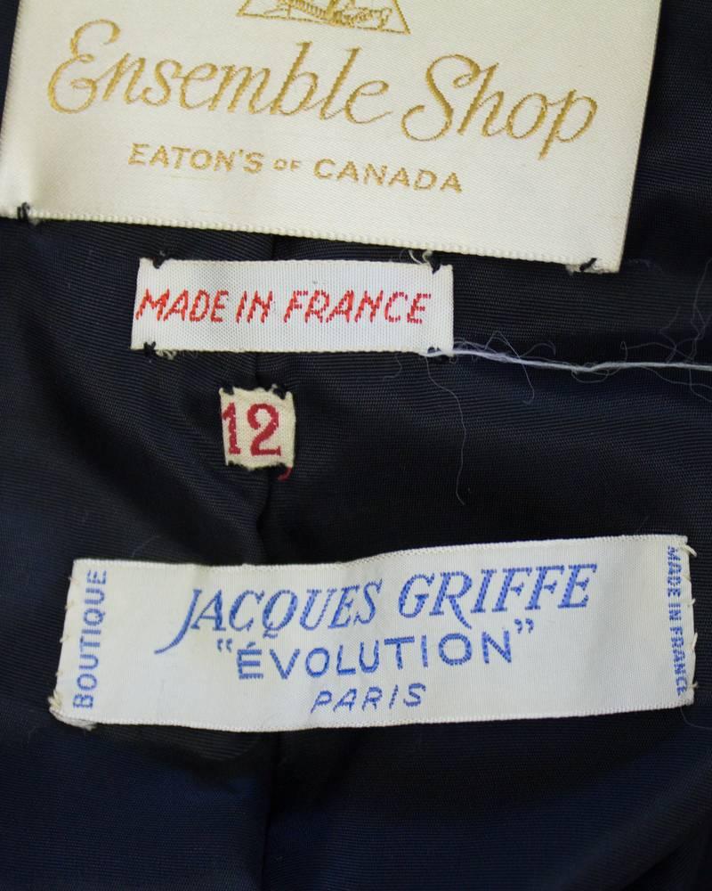 1950er Jacques Griffe Tweed-Jacke mit Pelzkragen Damen im Angebot