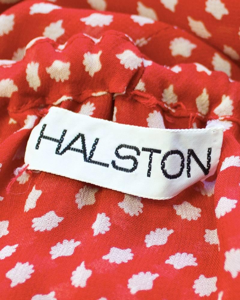 1970's Halston Red & White Moss Crepe Halter Dress 2