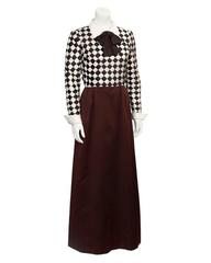 1960's Harry Algo Brown and Cream Satin Gown
