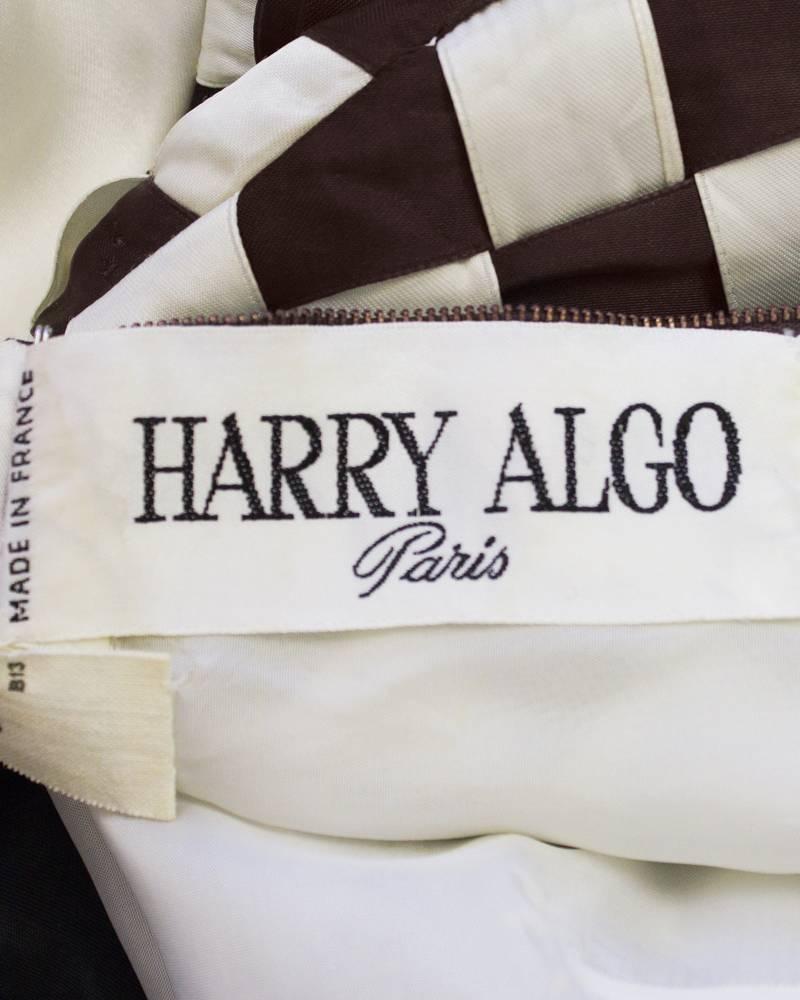 Black 1960's Harry Algo Brown and Cream Satin Gown For Sale