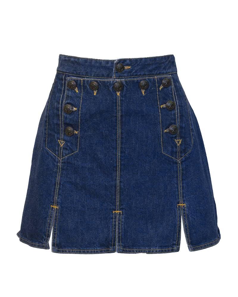 denim bib skirt