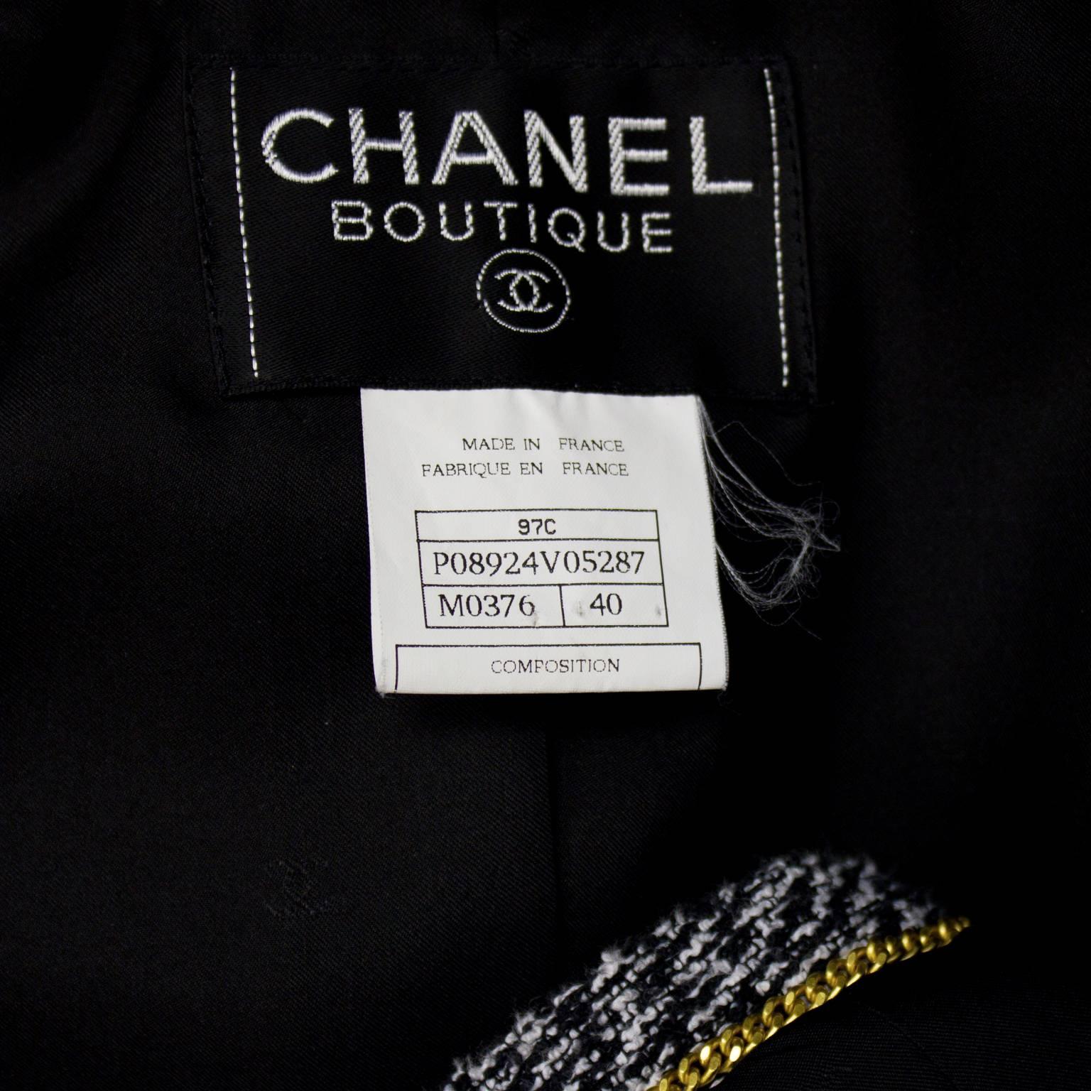 Women's 1997 Chanel Graphite Boucle Suit 