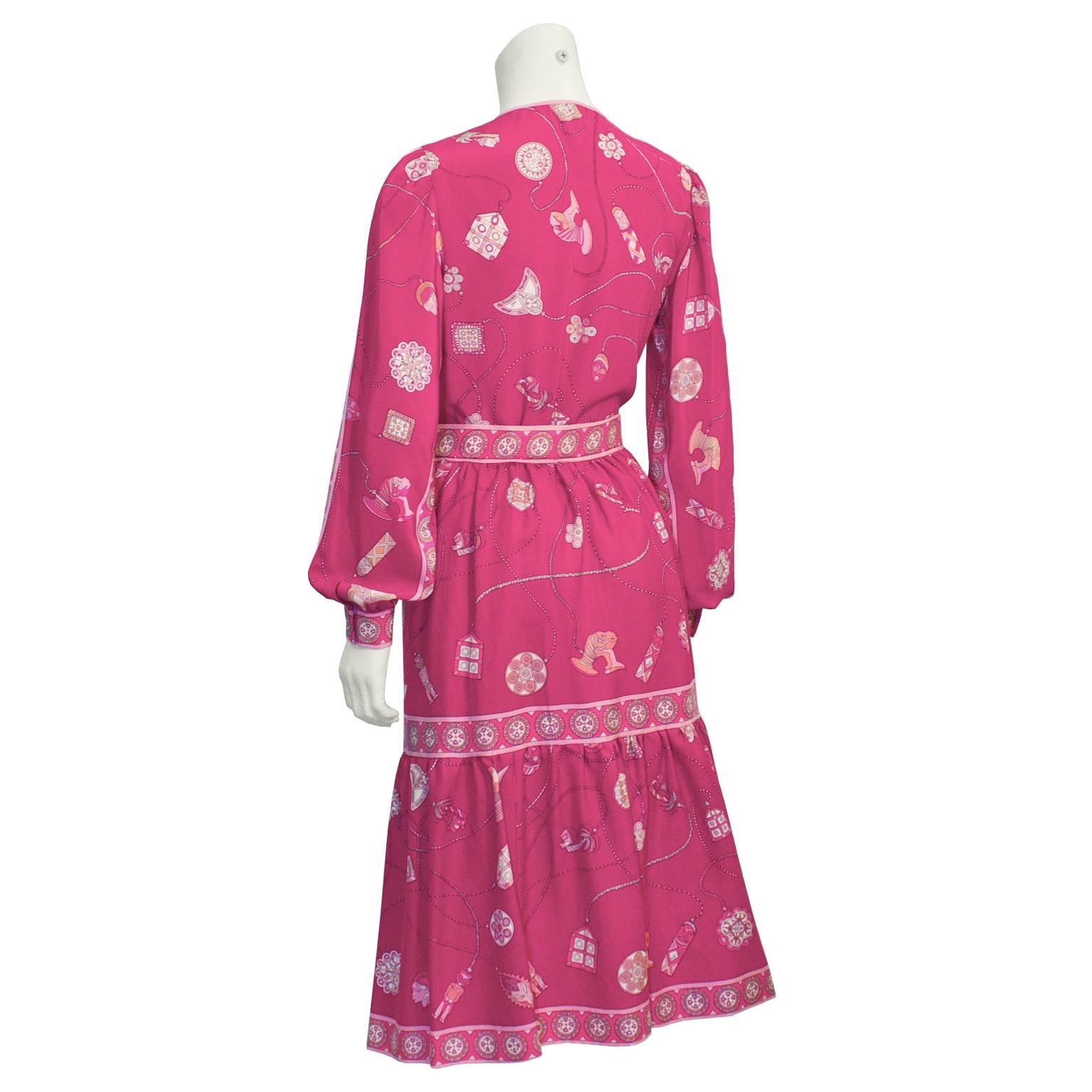 Pink 1970's Pucci Fuschia Silk/Wool Challis Set For Sale