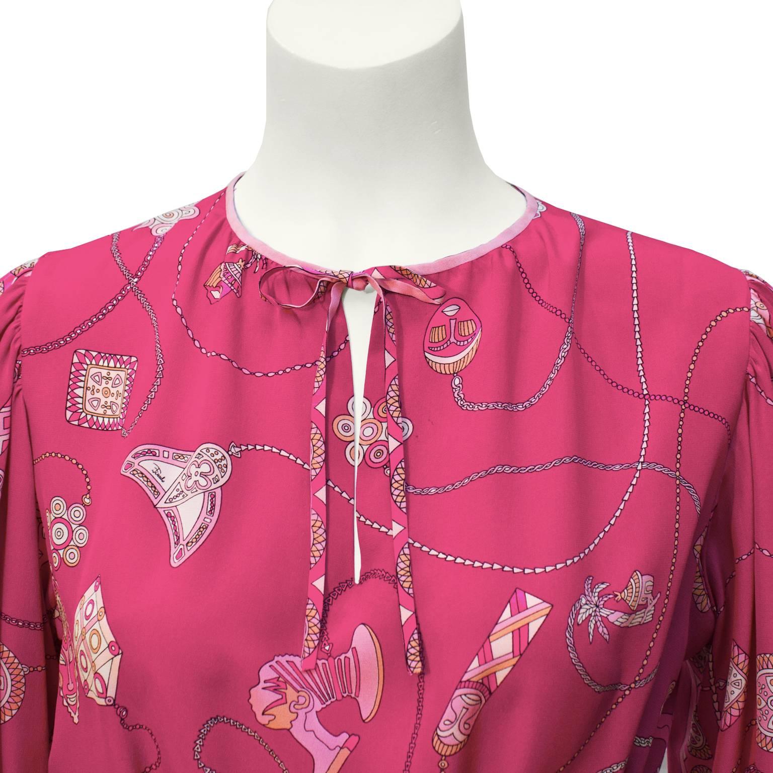 1970's Pucci Fuschia Silk/Wool Challis Set In Excellent Condition For Sale In Toronto, Ontario
