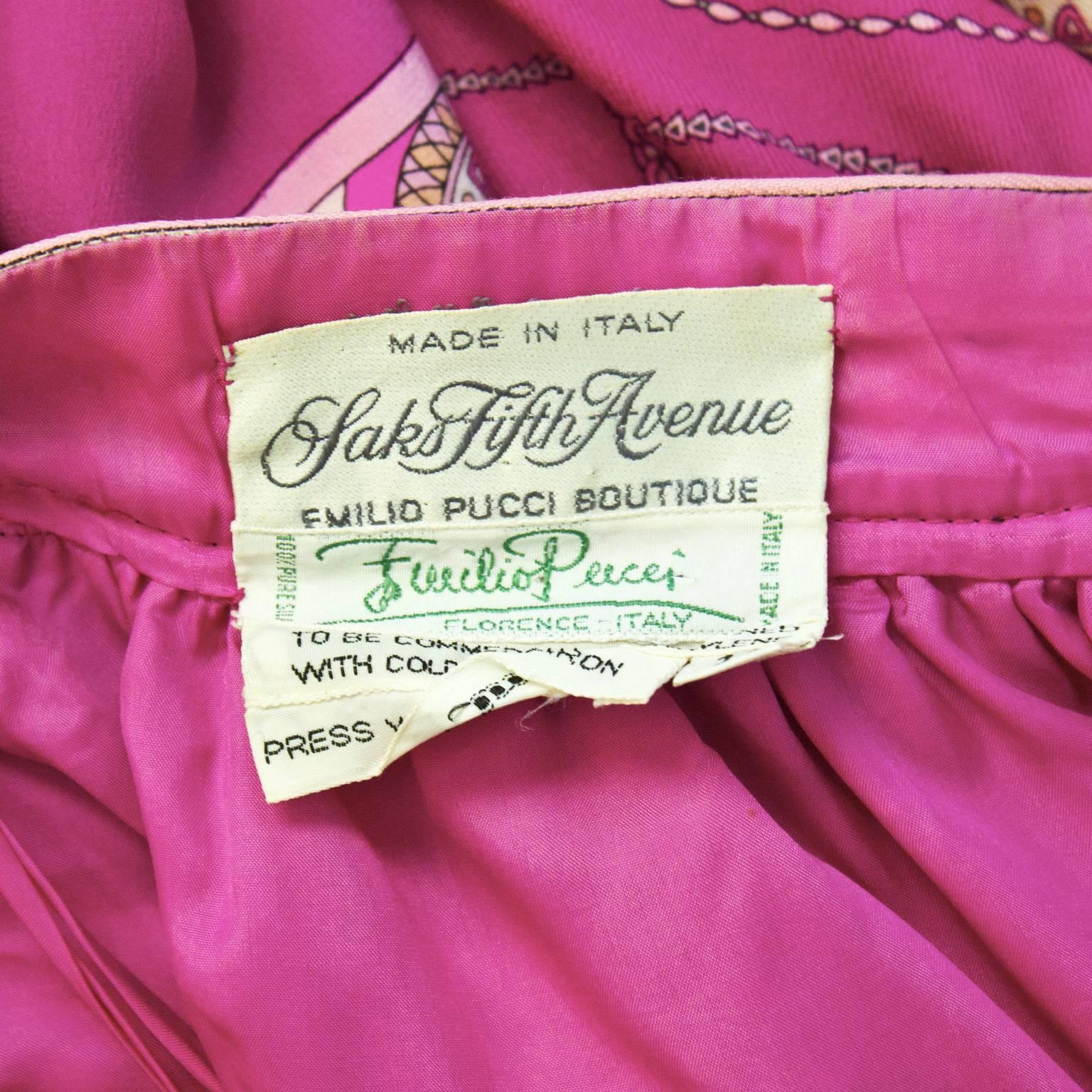 1970's Pucci Fuschia Silk/Wool Challis Set For Sale 1