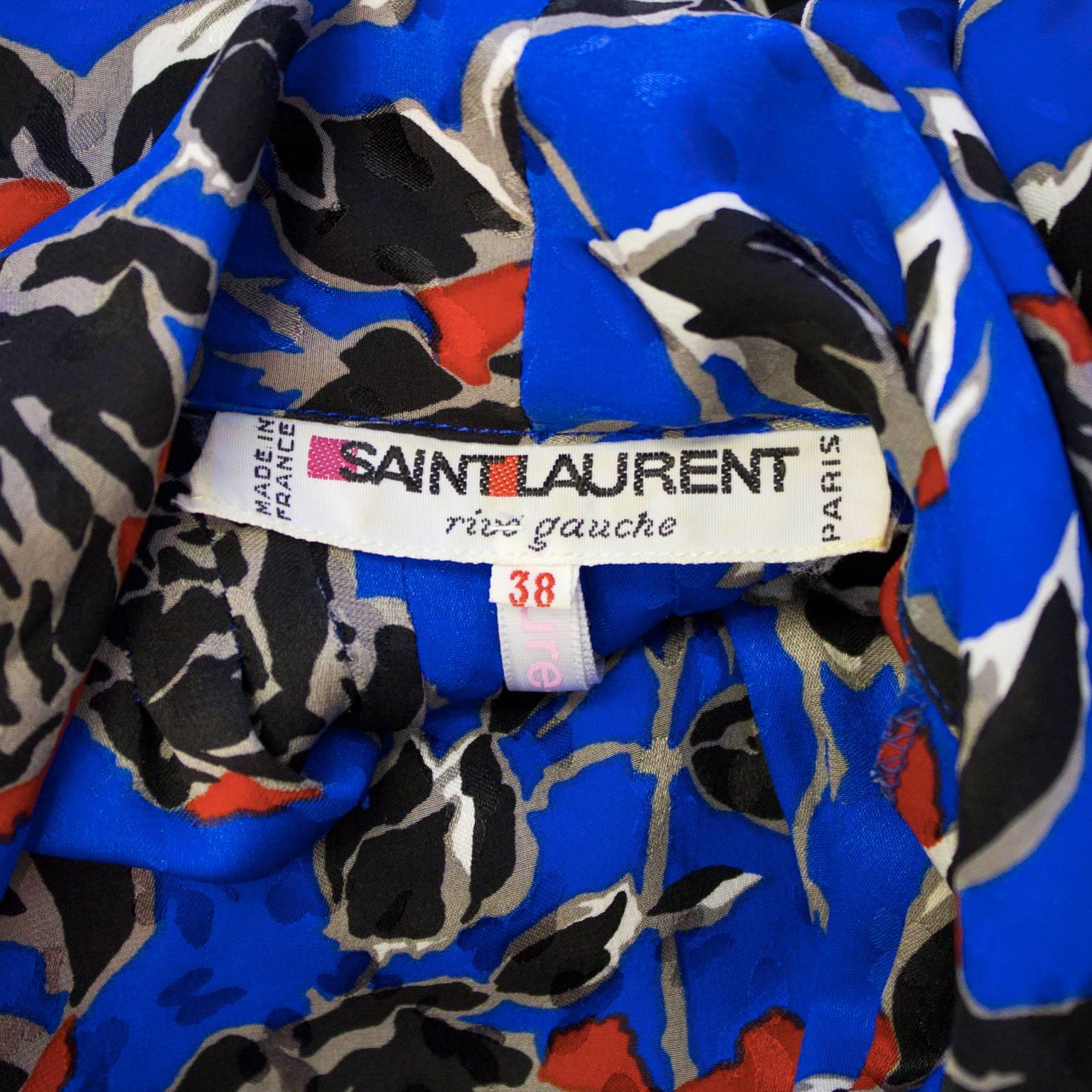 1980's Yves Saint Laurent YSL Jacquard Silk Print Dress For Sale 1