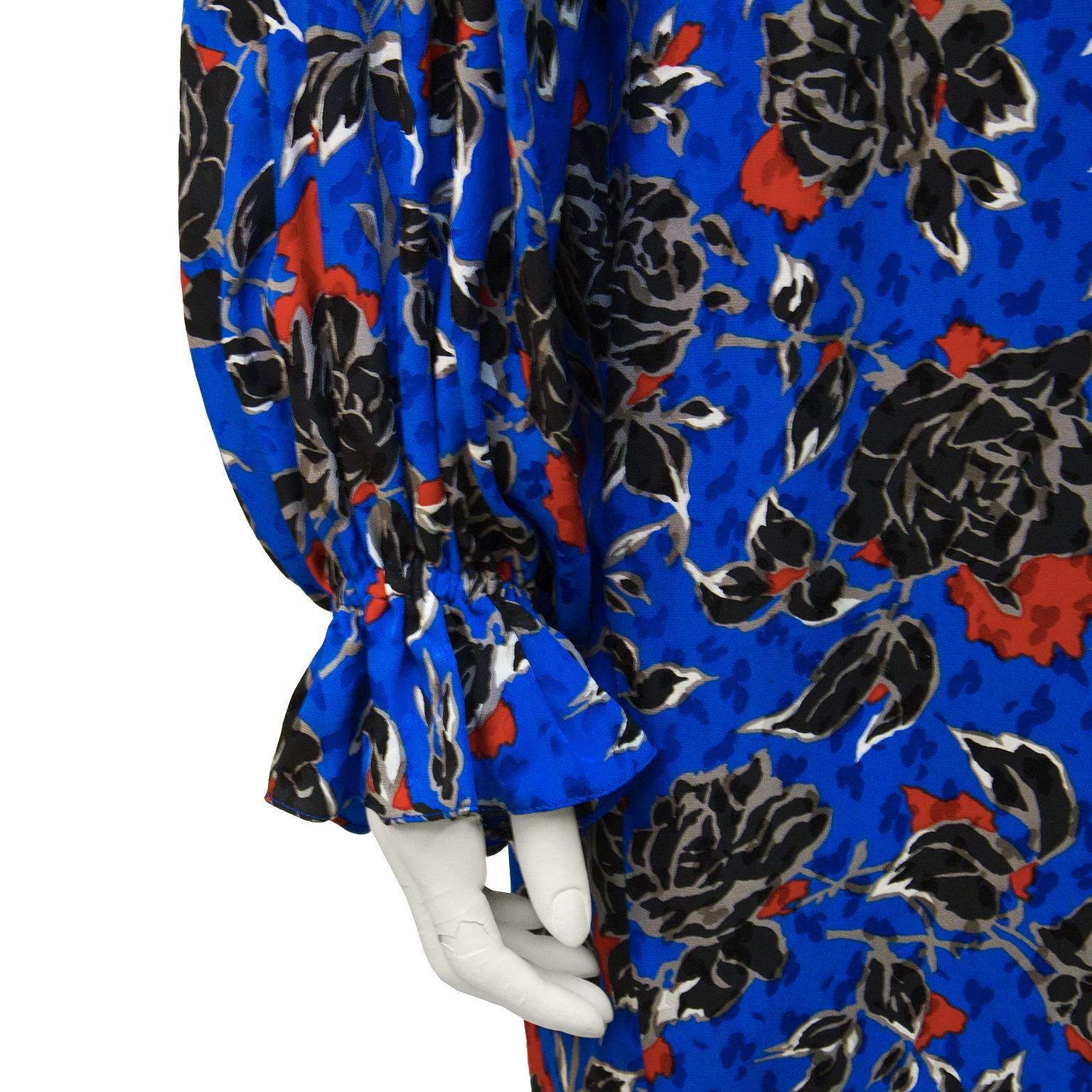 Women's 1980's Yves Saint Laurent YSL Jacquard Silk Print Dress For Sale