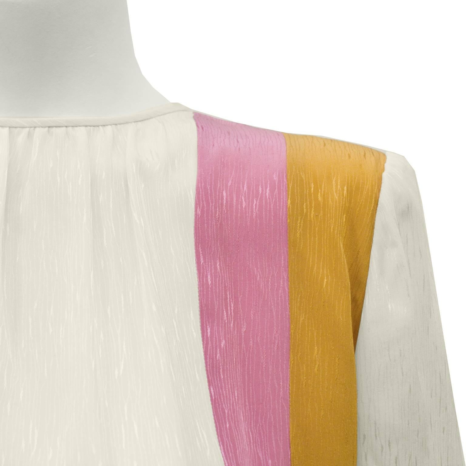 1980's Valentino Cream and Pink Dress with Pleated Skirt In Excellent Condition In Toronto, Ontario