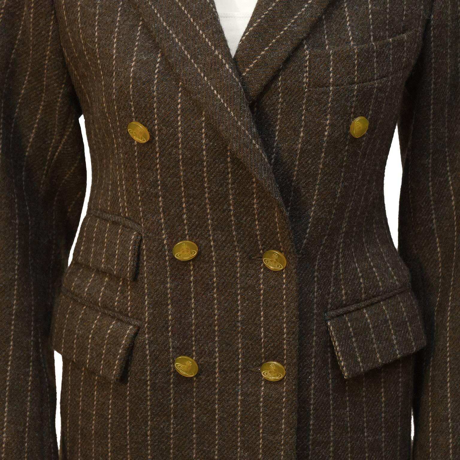 Black 1980's Vivienne Westwood Brown Wool Blazer 