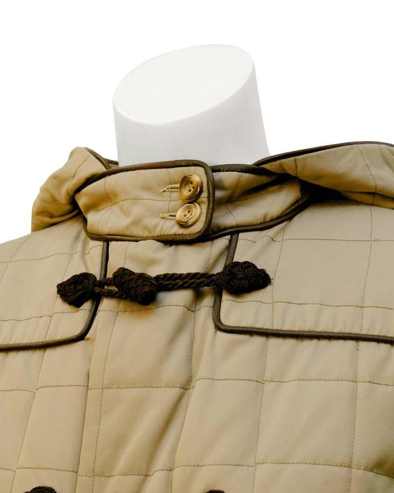 Brown 1980s Valentino Tan Cropped Duffle Jacket For Sale