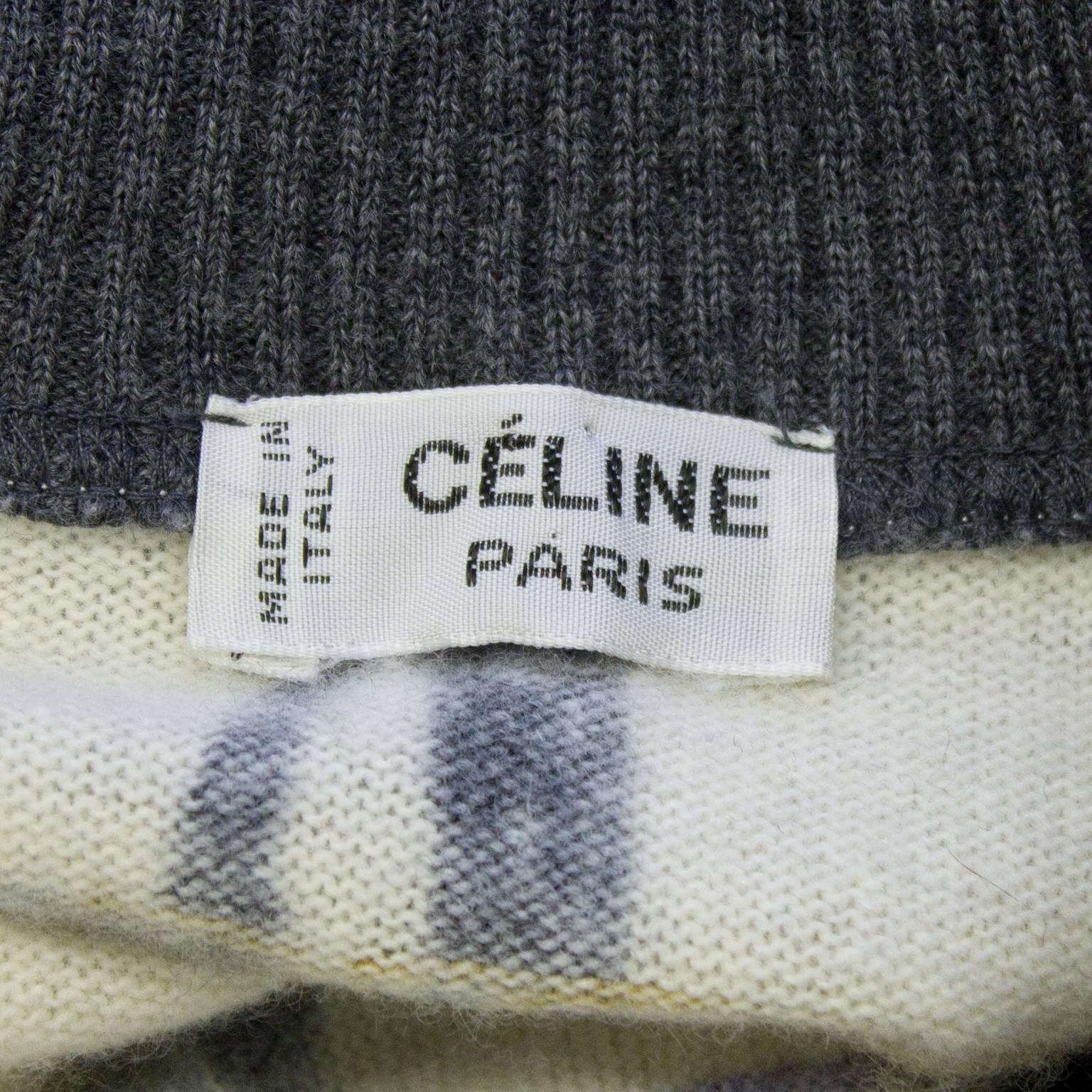 Women's 1970's Celine Equestrian Print Cashmere Sweater 