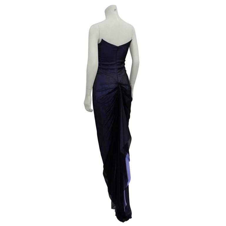 Richard Tyler Couture Silk Purple Gown w/ Tan Mesh Overlay & Glass Beads main image 0
