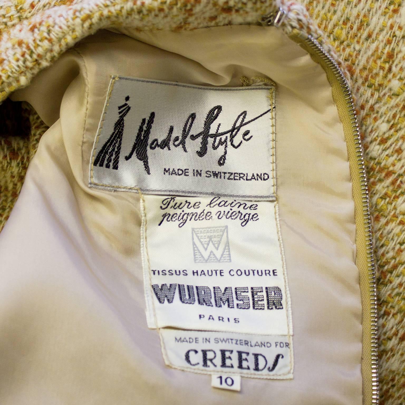 Brown 1960's MOD Tweed Dress With  Suede Link Belt  For Sale