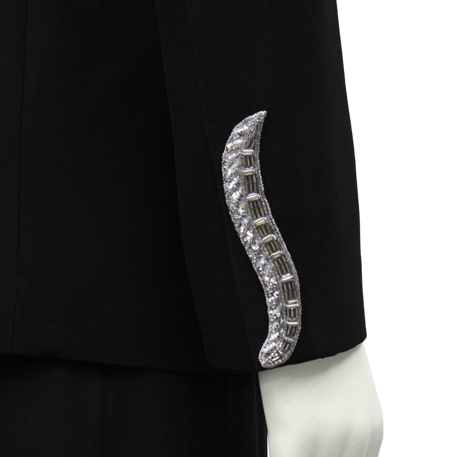 1990's Karl Lagerfeld Black Skirt Suit with Beaded Collar 1