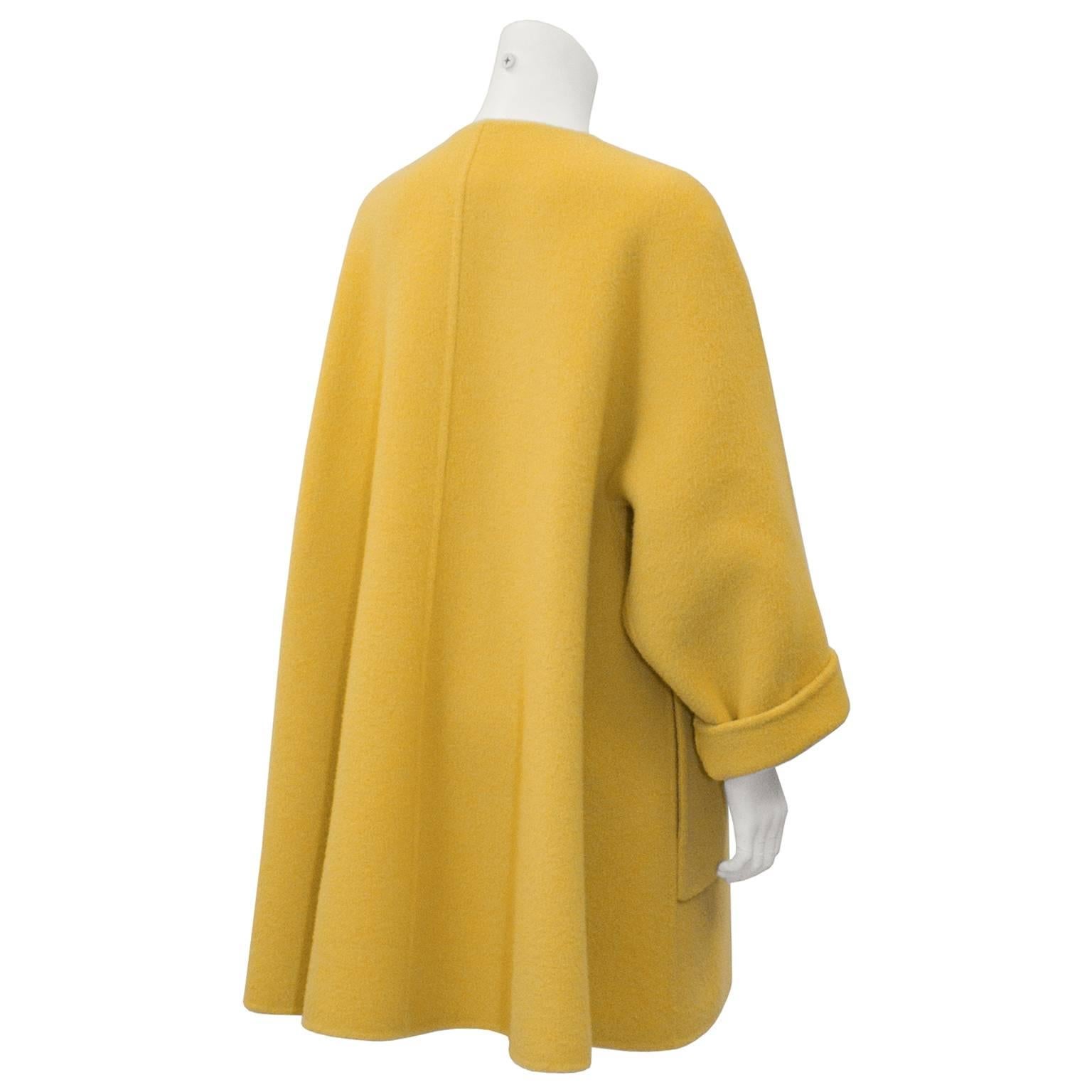 Yellow 1970's Bill Blass Mustard Double Face Wool Coat