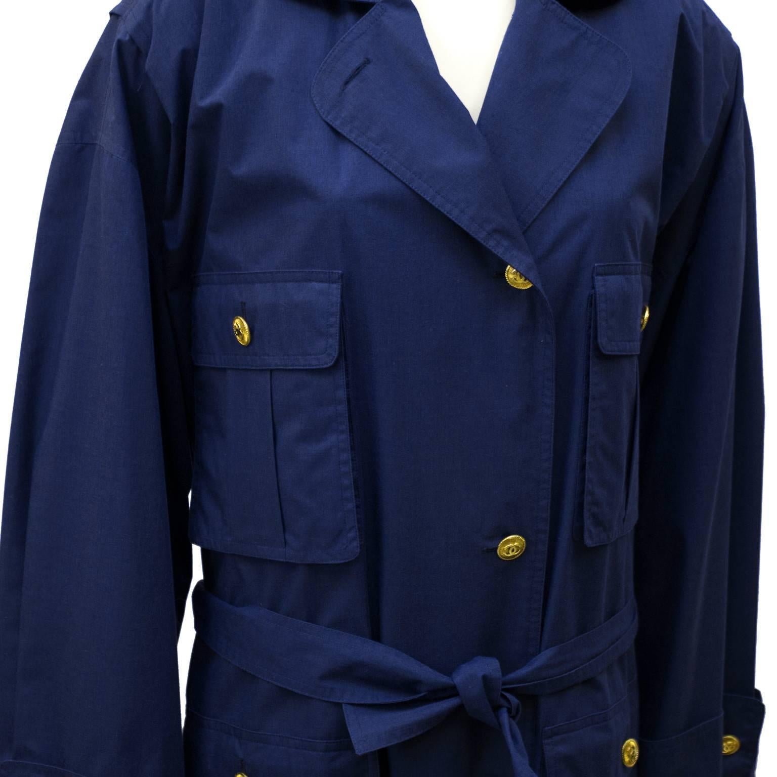 Black 1980's Chanel Navy Trench 