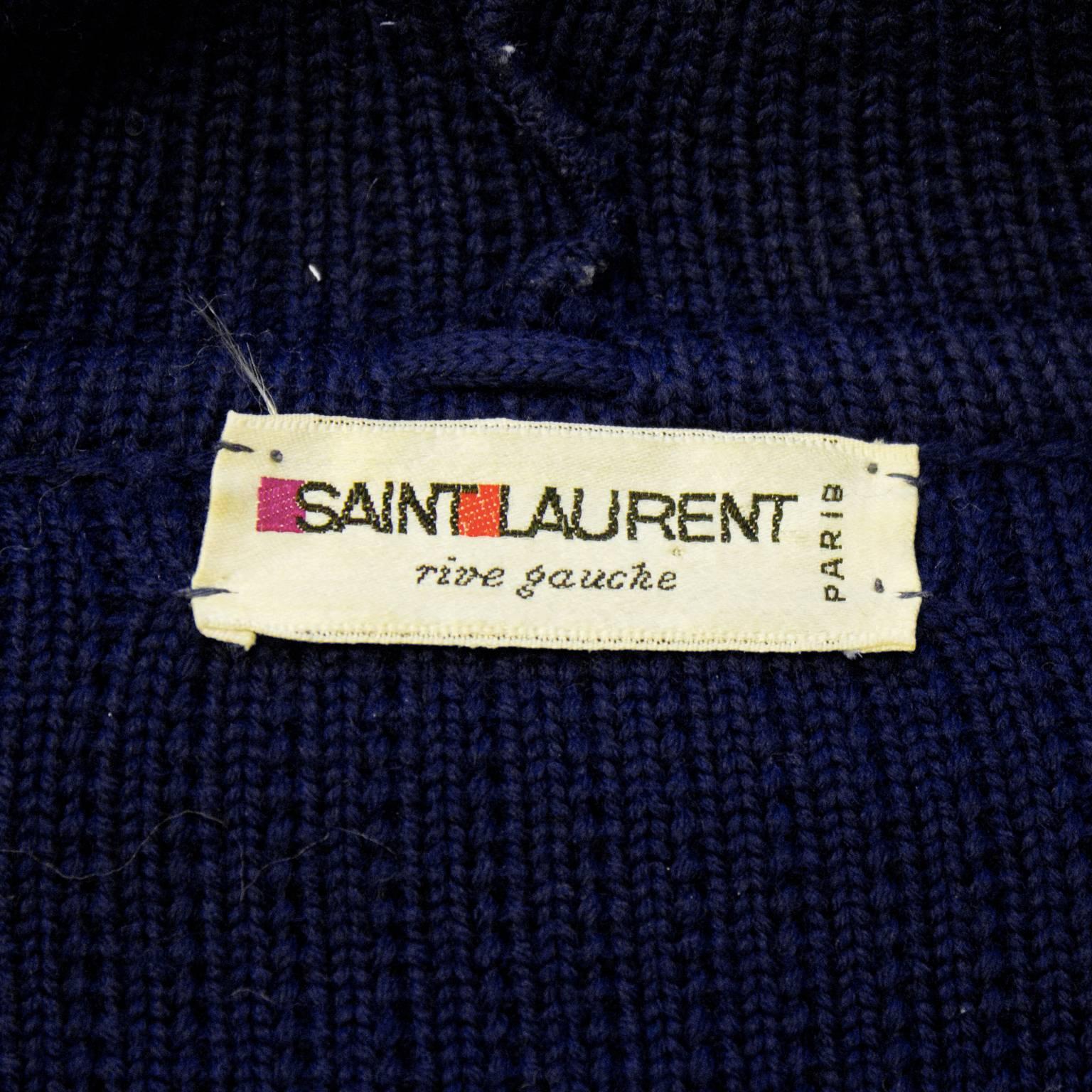 1970's Yves Saint Laurent YSL Navy Knit Jacket with Hood  1