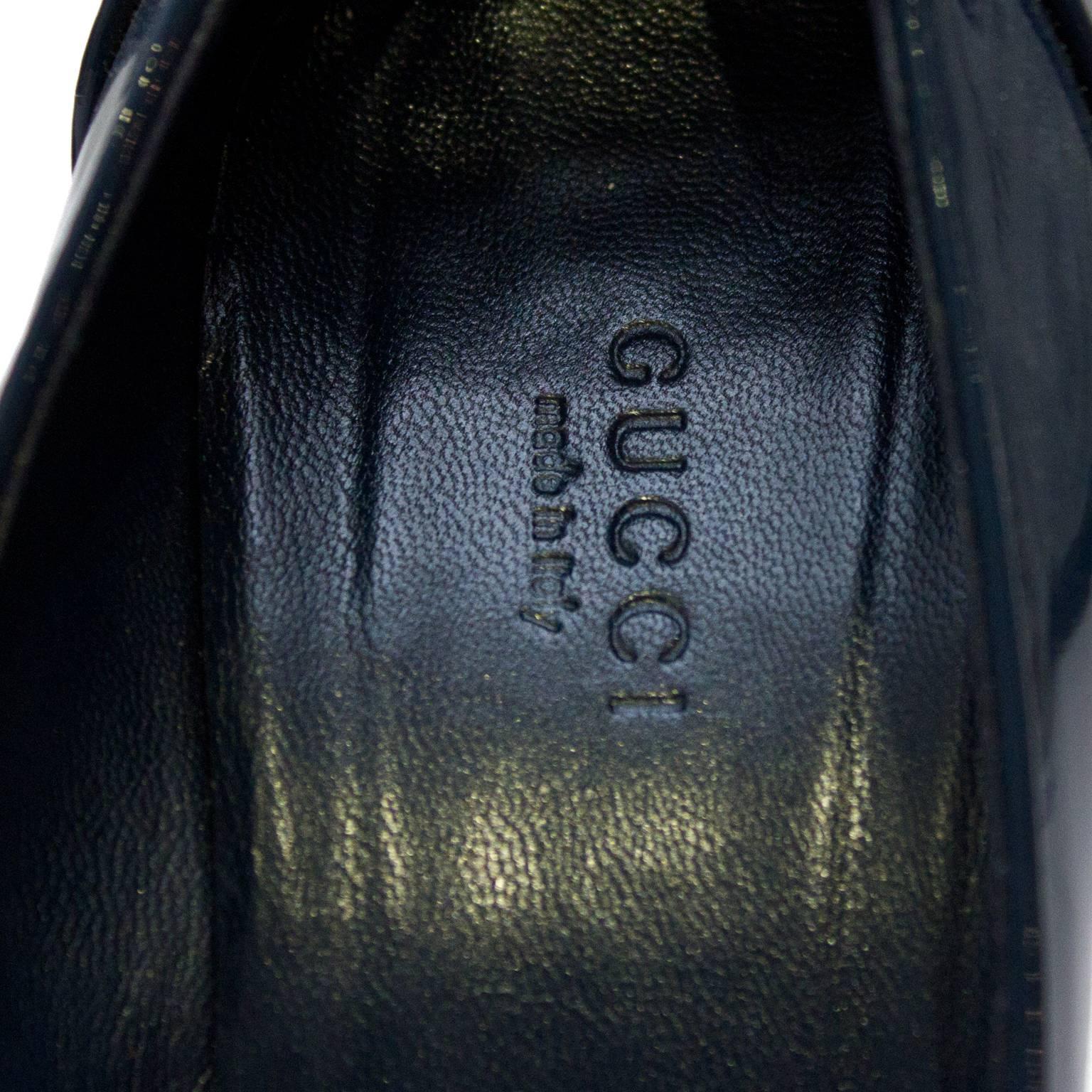 2000's Gucci Teal Patent Leather Loafer Heels In Excellent Condition In Toronto, Ontario