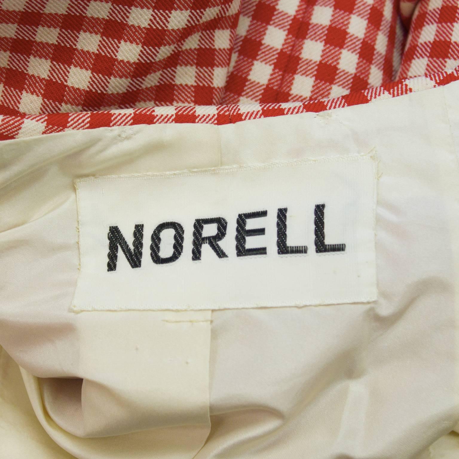 Women's 1960s Norell Red and White Gingham Skirt Suit 