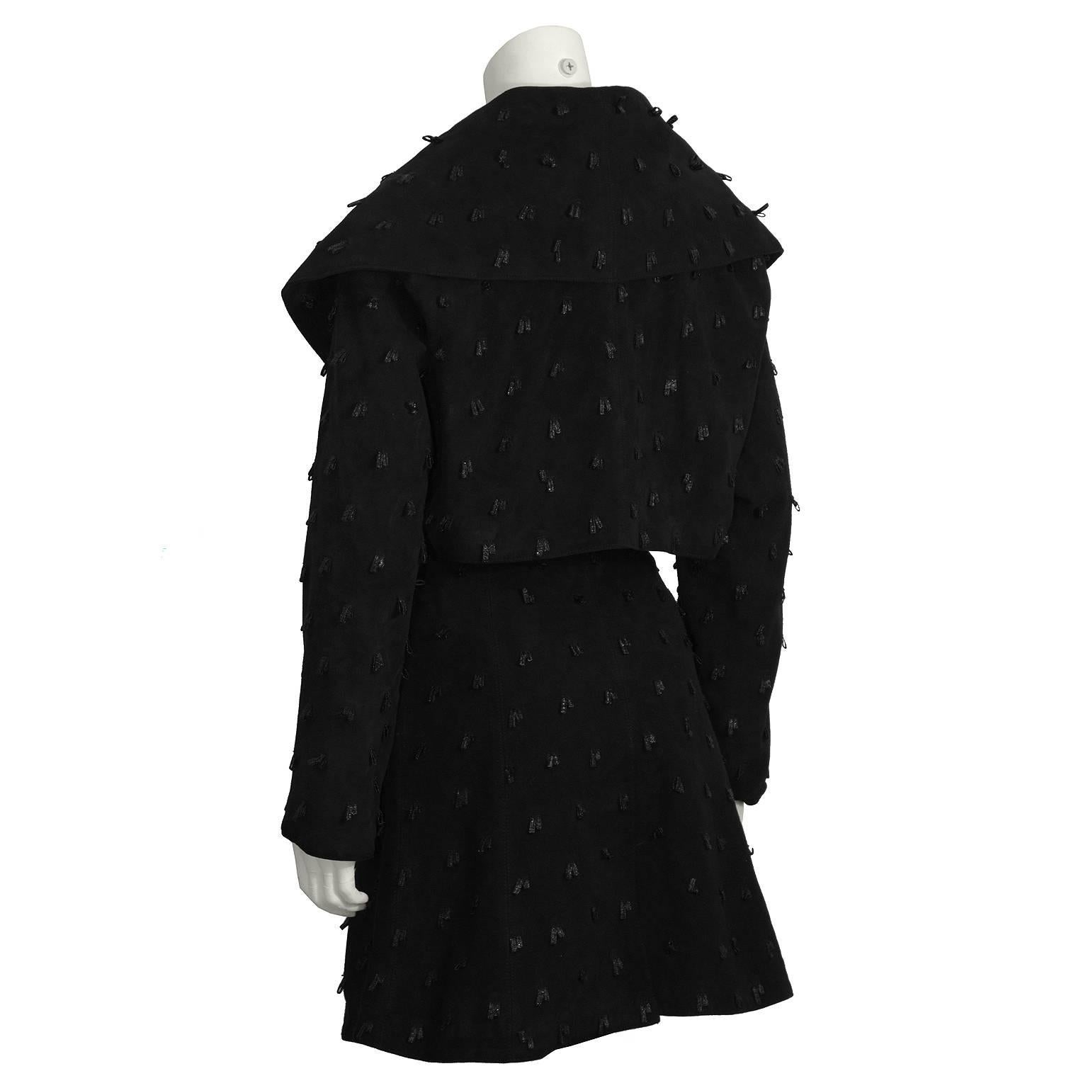 1980's Alaia Black Suede Jacket and Skirt Set In Excellent Condition In Toronto, Ontario