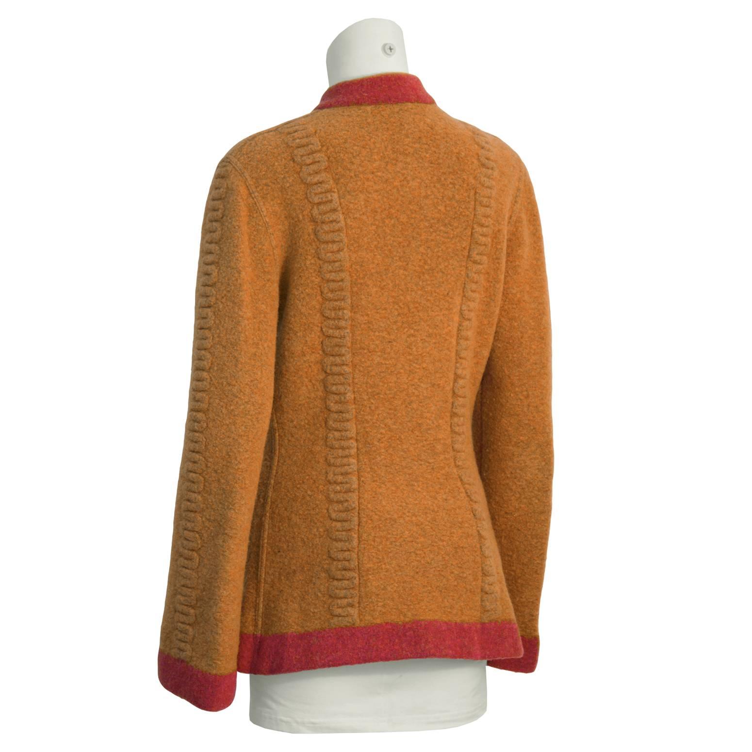 orange wool cardigan