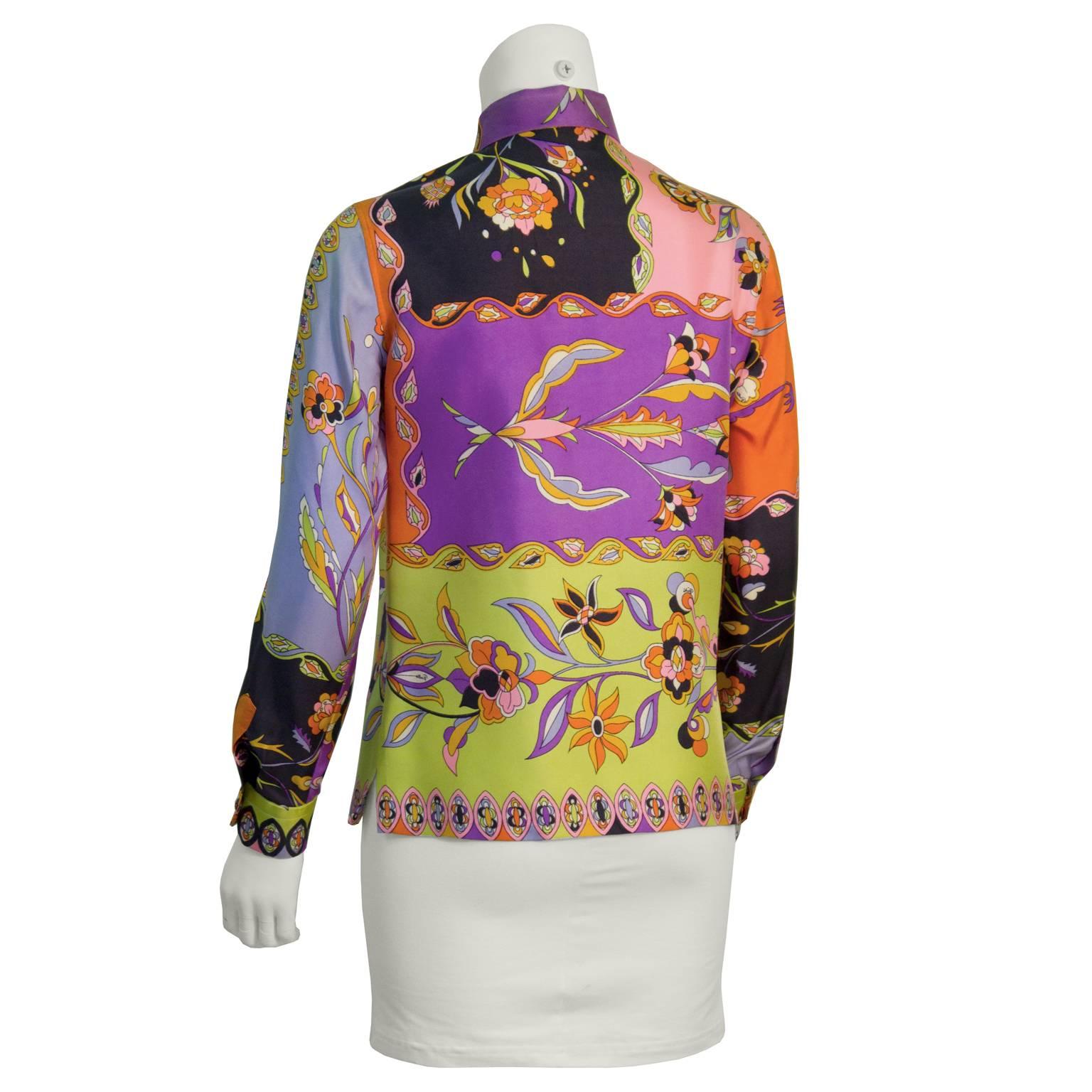 Mehrfarbige Seidenbluse von Pucci aus den 1960er Jahren (Braun)