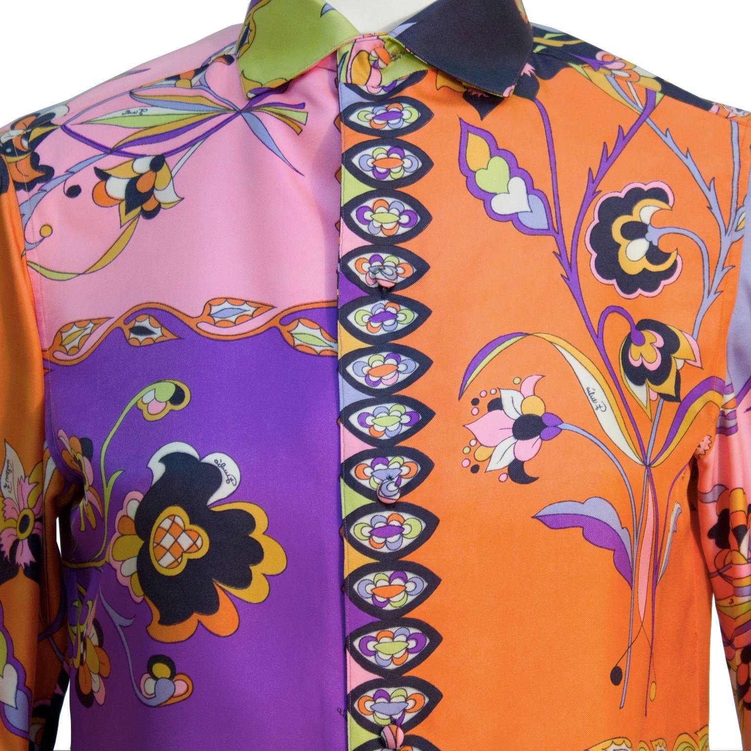 Mehrfarbige Seidenbluse von Pucci aus den 1960er Jahren im Zustand „Hervorragend“ in Toronto, Ontario