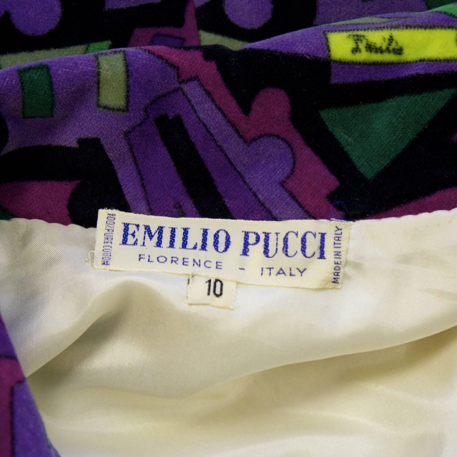 Black 1960's Emilio Pucci Purple Velvet Romper with Belt 