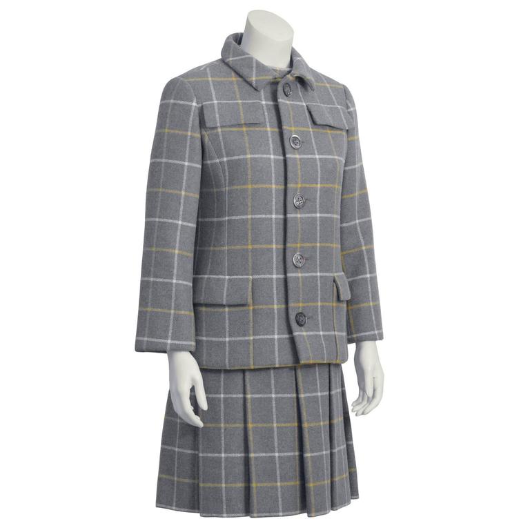 1960's Anonymous Windowpane Dress and Jacket Set For Sale at 1stDibs