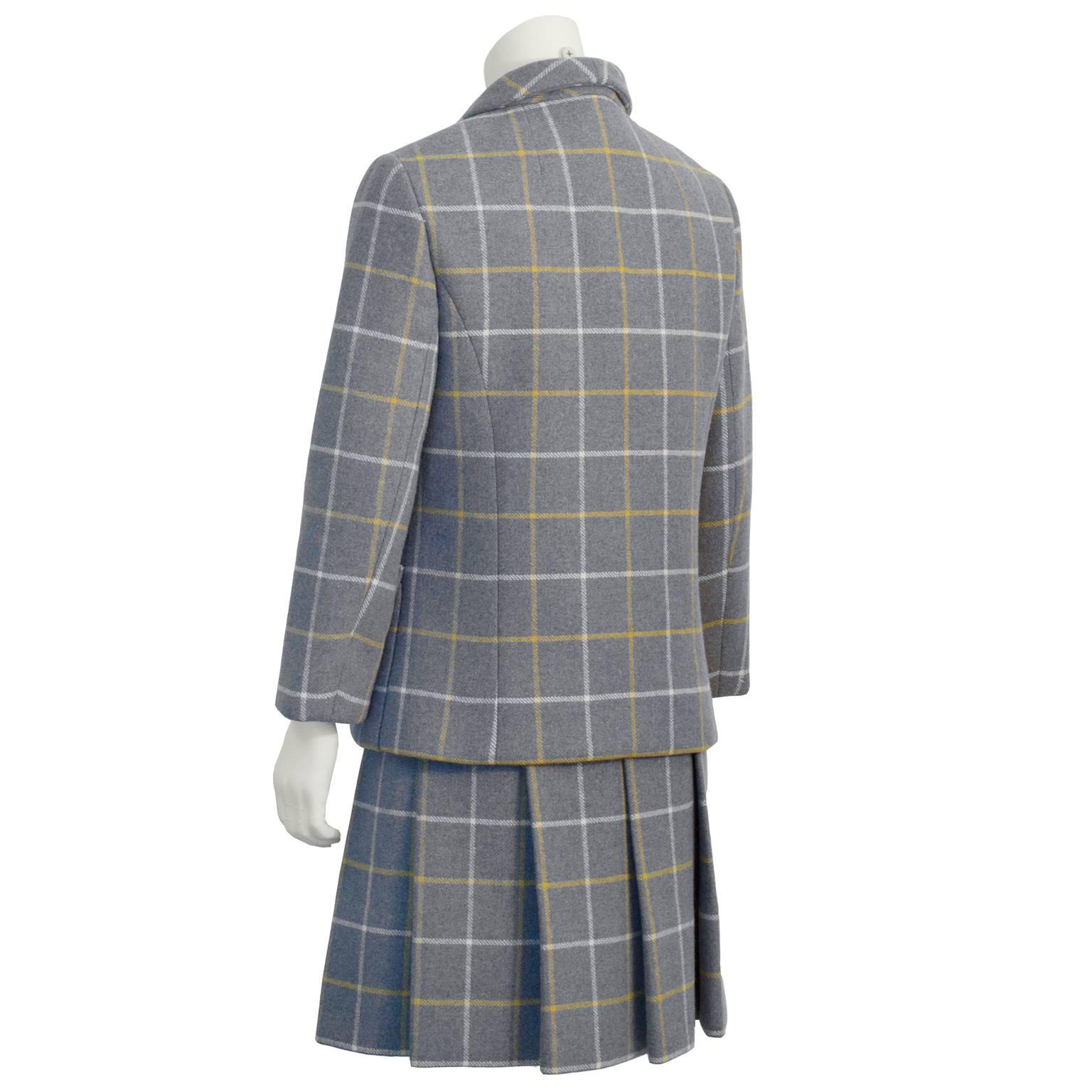 Gray 1960's Anonymous Windowpane Dress and Jacket Set For Sale