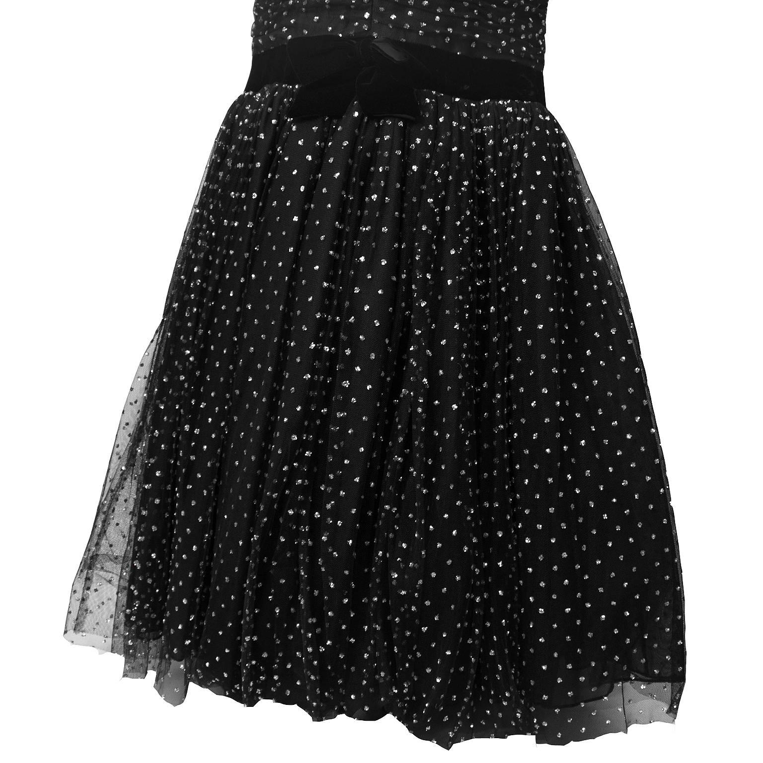 Women's Hattie 1960's Black StraplessTulle Jewelled Gown