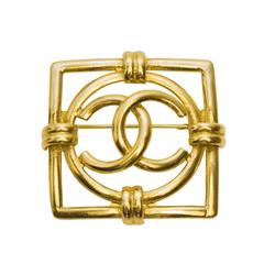 1992 Chanel CC Logo Square Gold Pin 